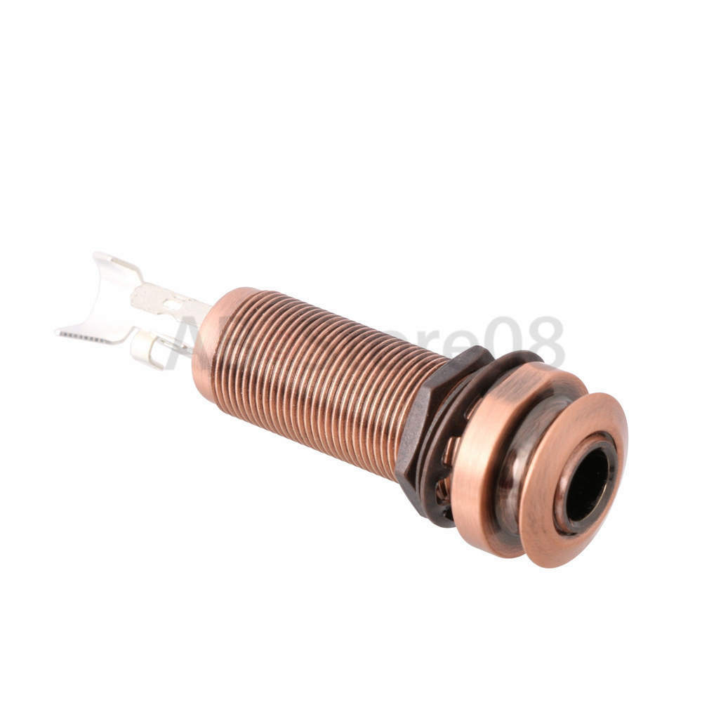3pcs Bronze Guitar Bass End Pin Output Jack 1/4 inch Stereo Copper w/ wire clip