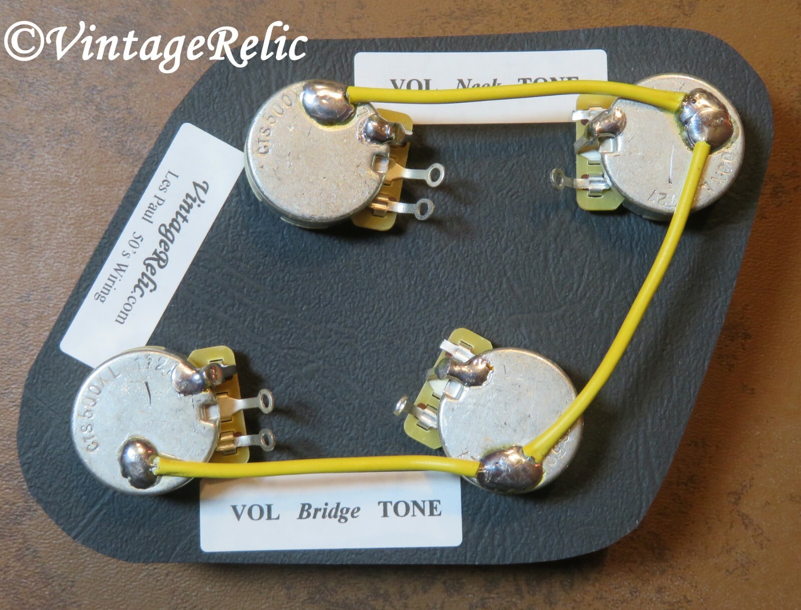 Pre-wired CTS 550k 10% LONG shaft POTS (NO caps) fits Gibson Les Paul Standard