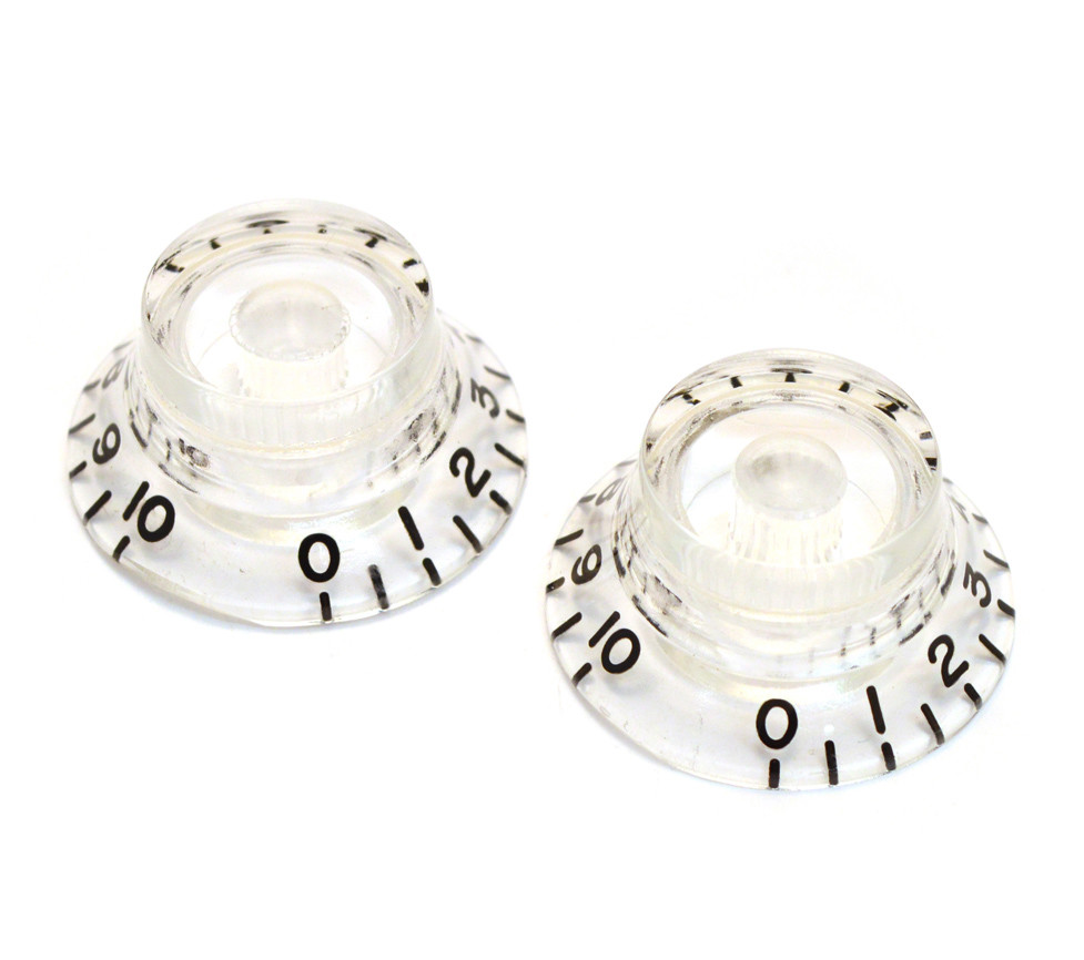 (2) Clear Bell Knobs for Gibson® & Guitar/Bass w/CTS 6mm Split Pots PK-0140-031
