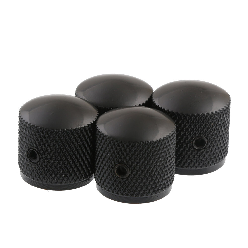 4pcs Metal Knob Volume Tone Control Knobs for Electric Guitar Screw Type Black