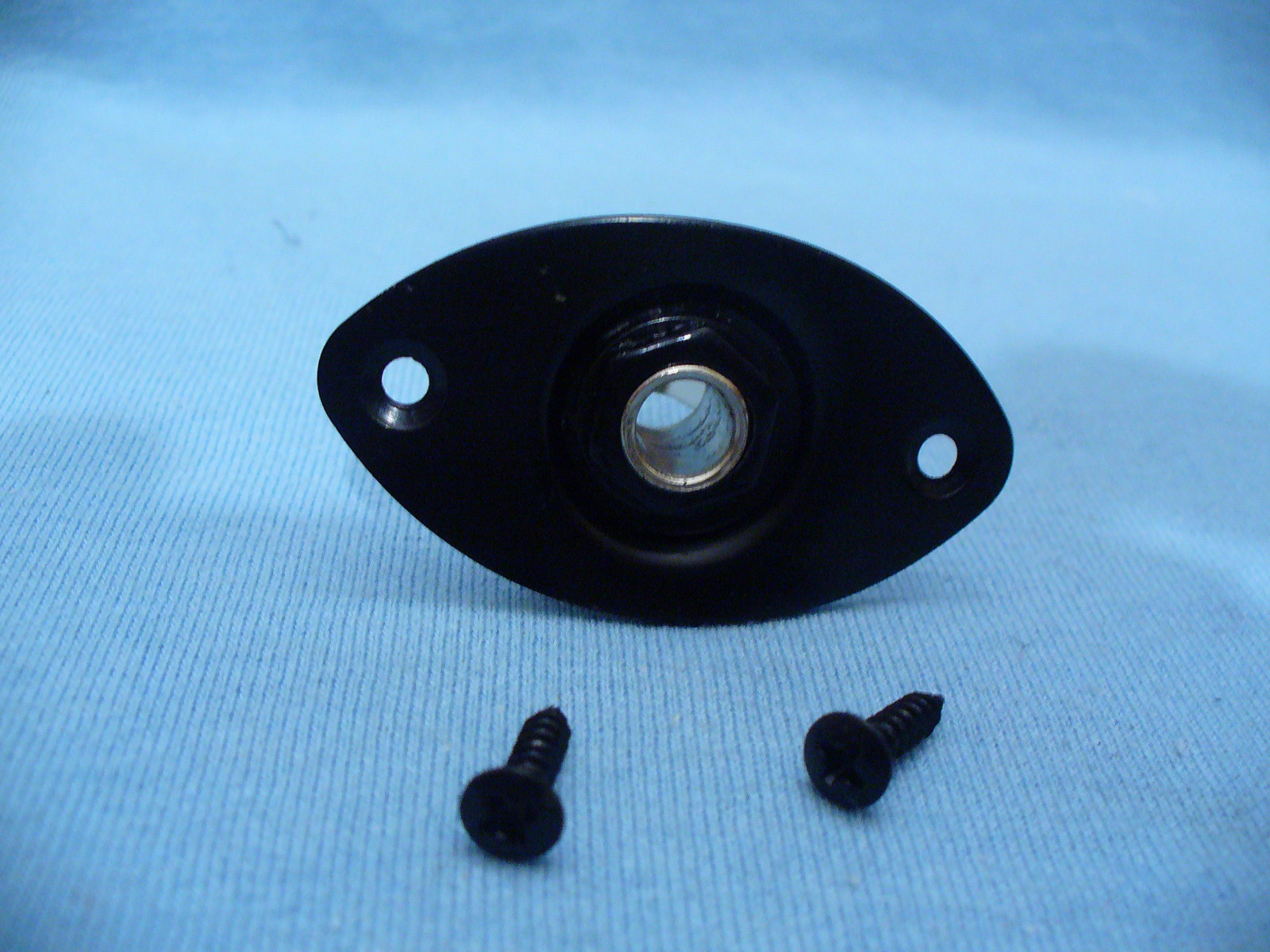 BLACK OVAL GUITAR OUTPUT JACK PLATE & SOCKET & SCREWS GUITAR PARTS USA SHIPPING