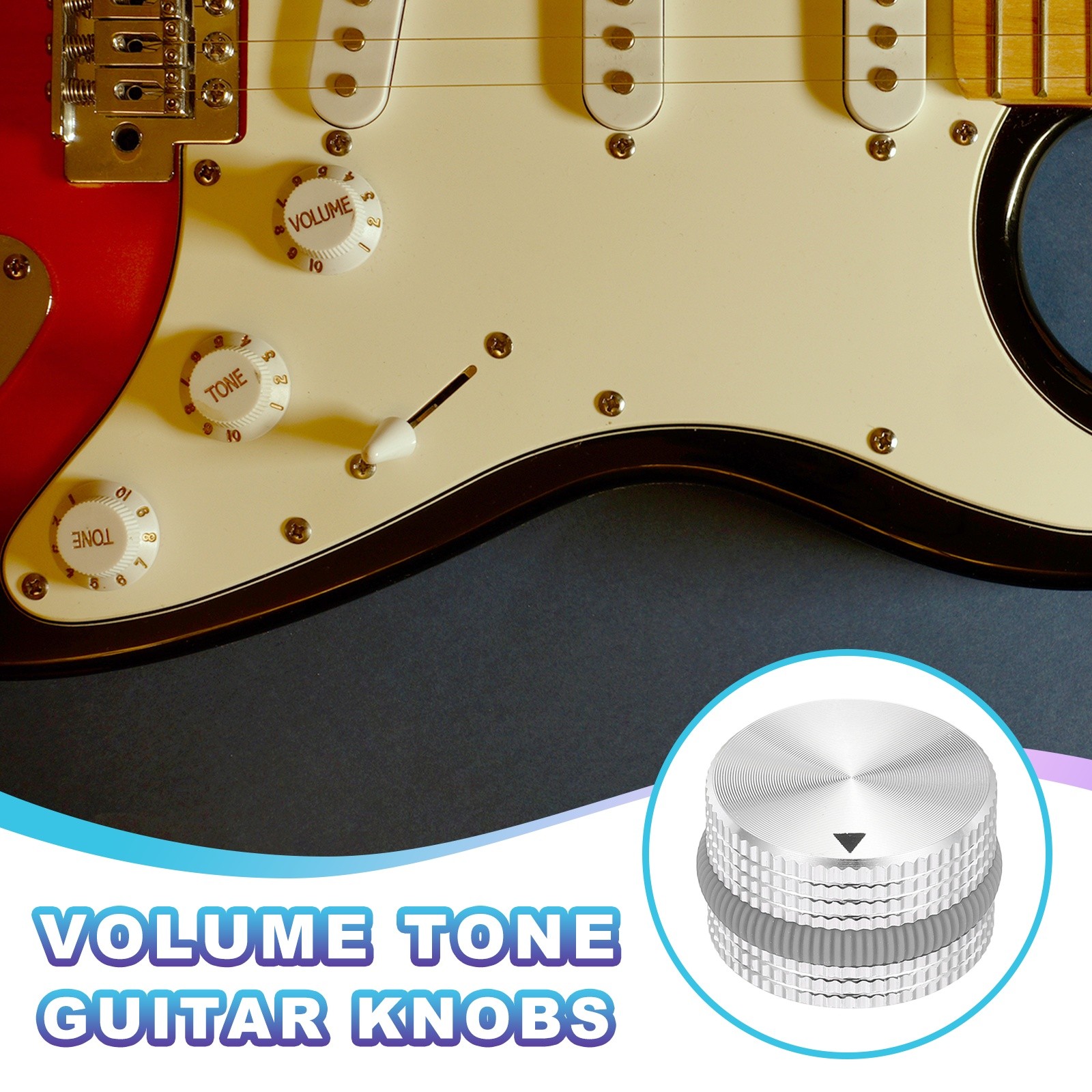 Aluminium Potentiometer Knobs, 1/4″ w White Gray Rubber Ring