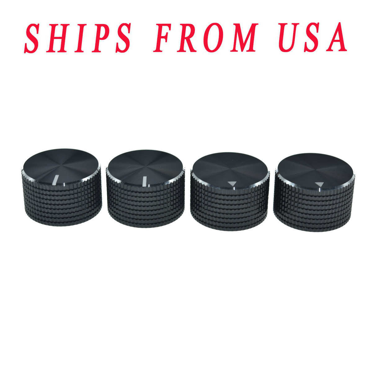 4* 25mm Diam. Black Metal 1/4″ Universal Pot Knobs w/ Indicator&Polished Edge