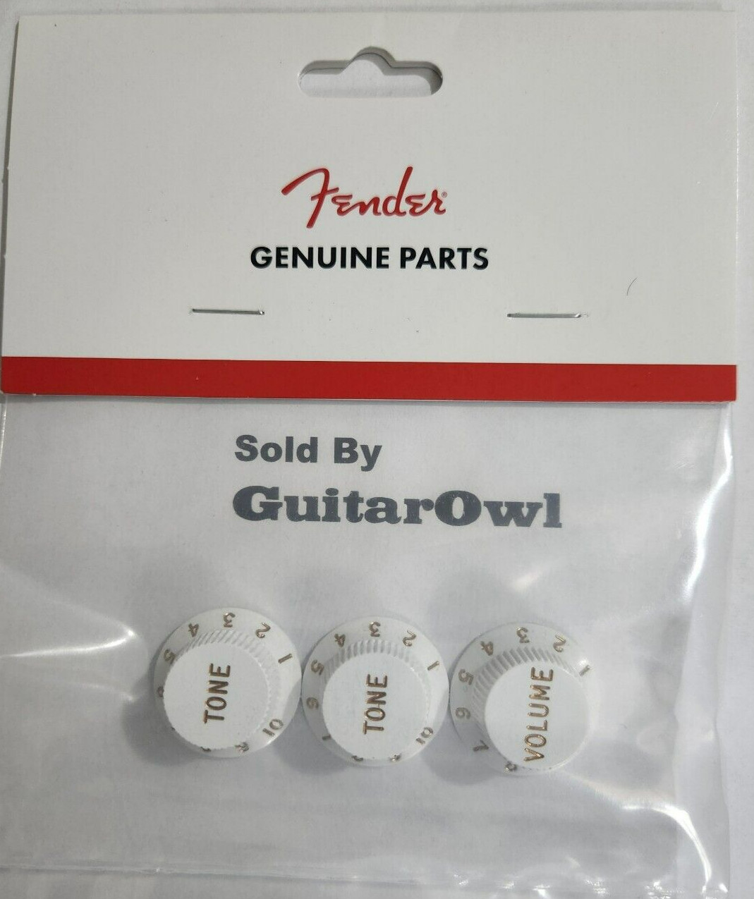 Fender Strat White & Gold Guitar control Knobs 0992035000 FREE SHIPPING