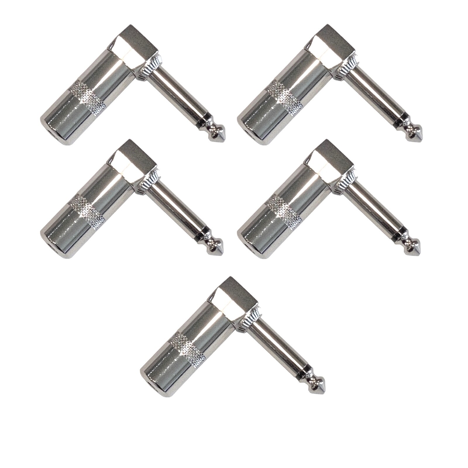 Lot of (5) 1/4″ 6.3mm Right Angle 90 Degree Mono Male Solder-On Jack Plugs