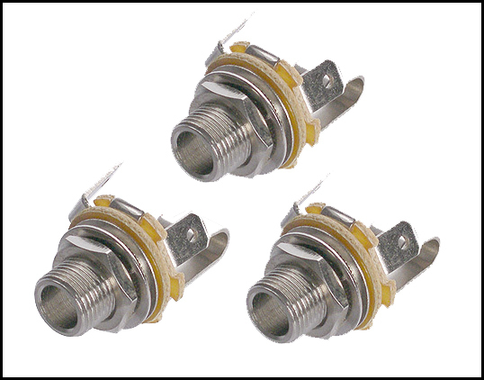 Cigar Box Guitar Parts: 3pc. 1/4-inch Long-shaft Neutrik Mono Jacks
