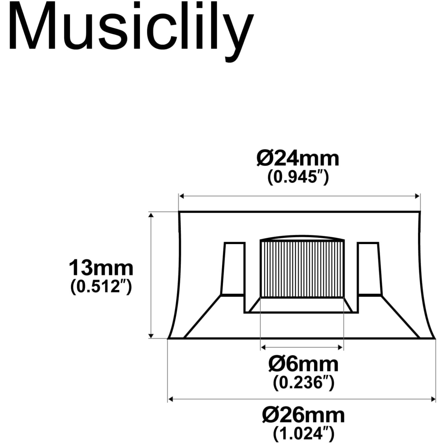 Black 24-Spline Tone Knobs for Electric Guitar