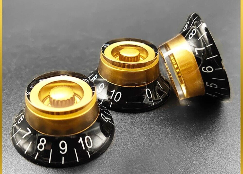 4pcs Guitar Gold Black Volume Tone Control Knobs Fit Epiphone Les Paul LP SG