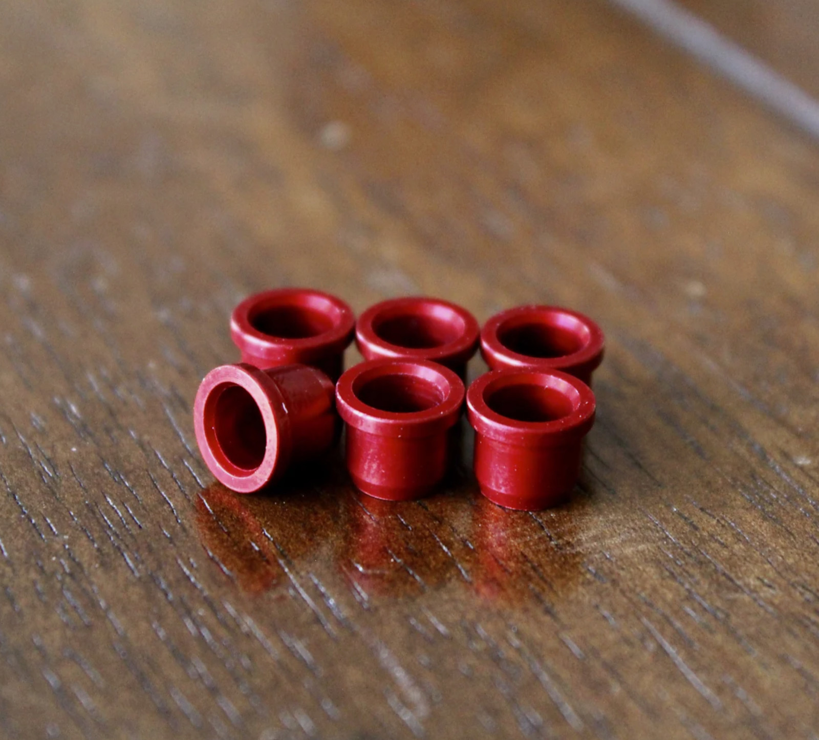 Telecaster style aluminum string ferrules, Crimson Red
