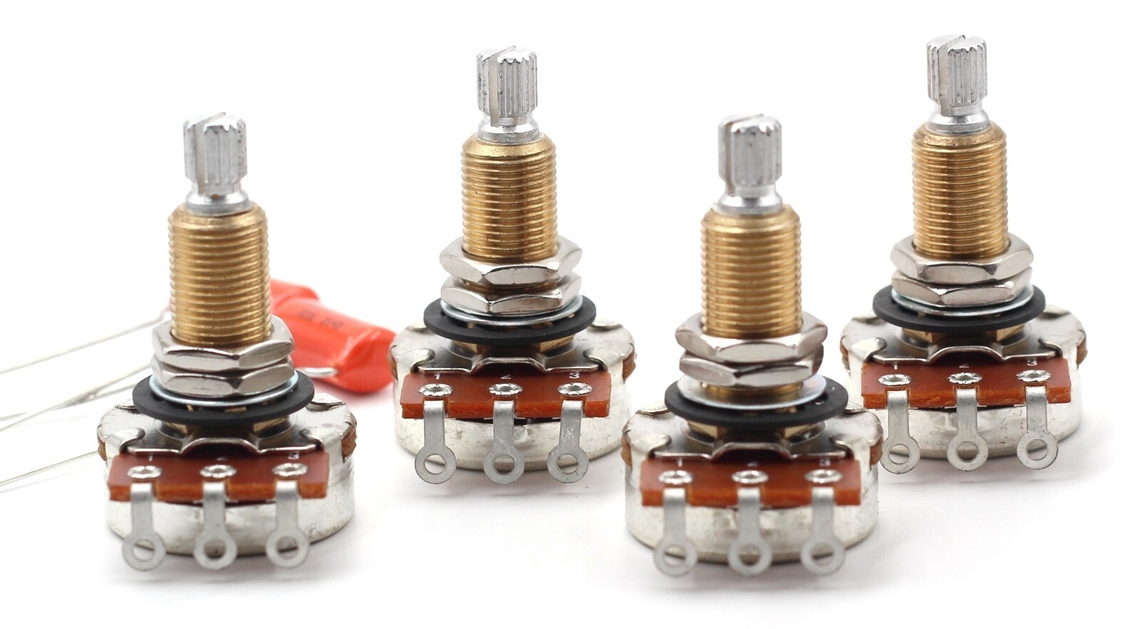 (4) Bourns 500K LONG SPLIT Shaft Potentiometers + (2) 022uf/200 Orange Drop Caps