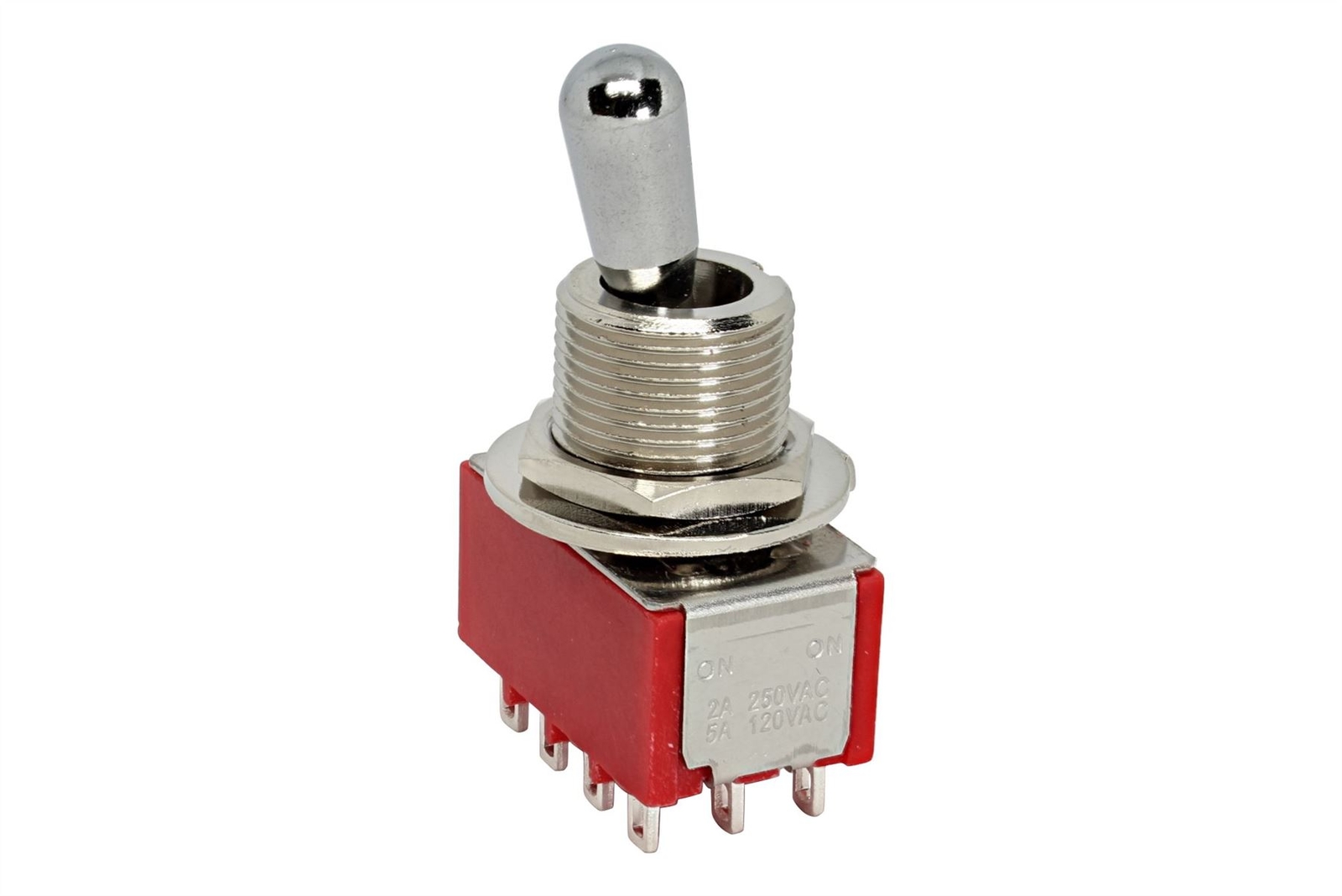 Large Guitar Ultra Toggle Switch 4PDT 4-Pole 2-way On-On – Chrome