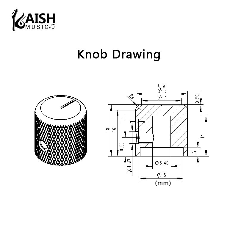 2* Aluminium Guitar Bass Knobs 1/4″ Universal Pots Knobs for Telecaster/P Bass