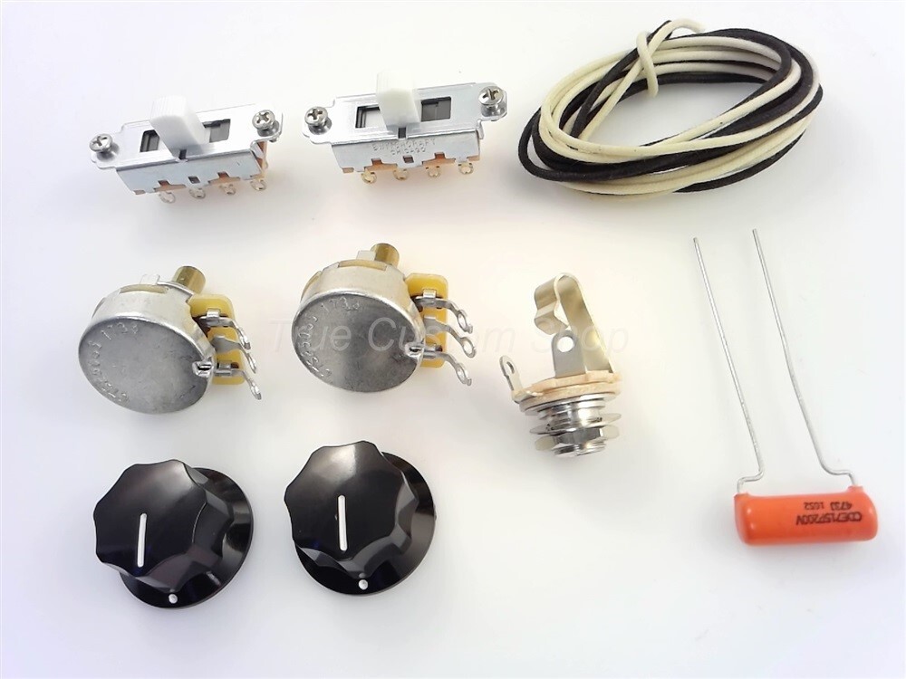 True Custom Shop®Wiring Kit For Fender Mustang Guitars White Switches & CTS Pots