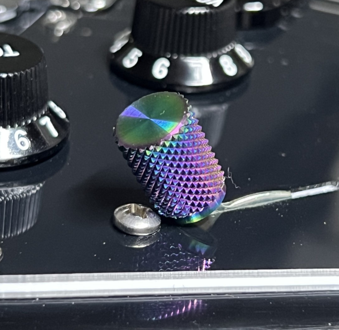 Kinnatone LONG Rainbow Knurled stainless Steel Guitar switch tip Blade Style