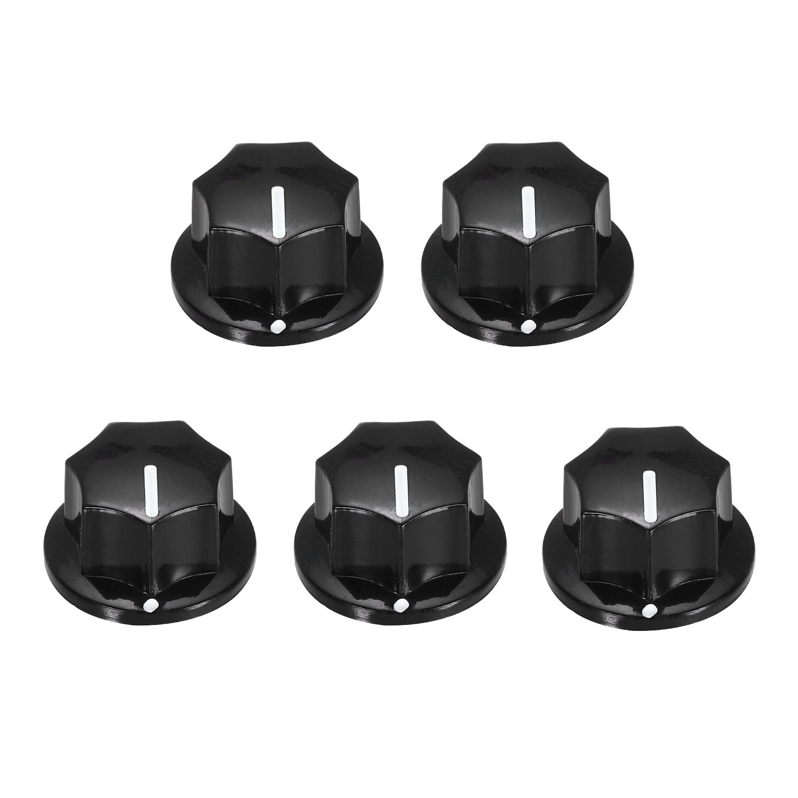 5Pcs ABS and Copper Potentiometer Knobs 1/4″ Volume Control Top Hats Black