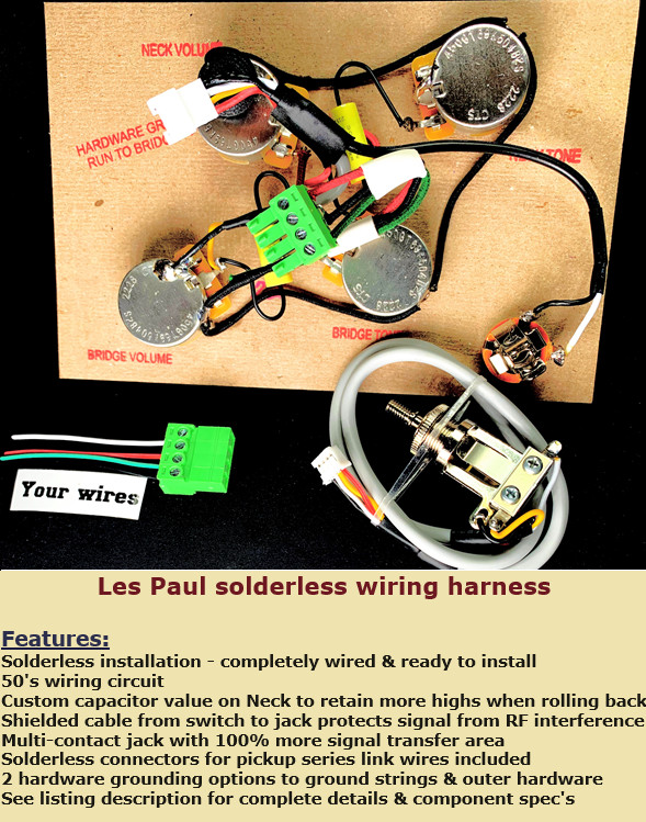 Les Paul Studio Solderless 50’s Wiring Upgrade + Long Shaft pots & Short Switch