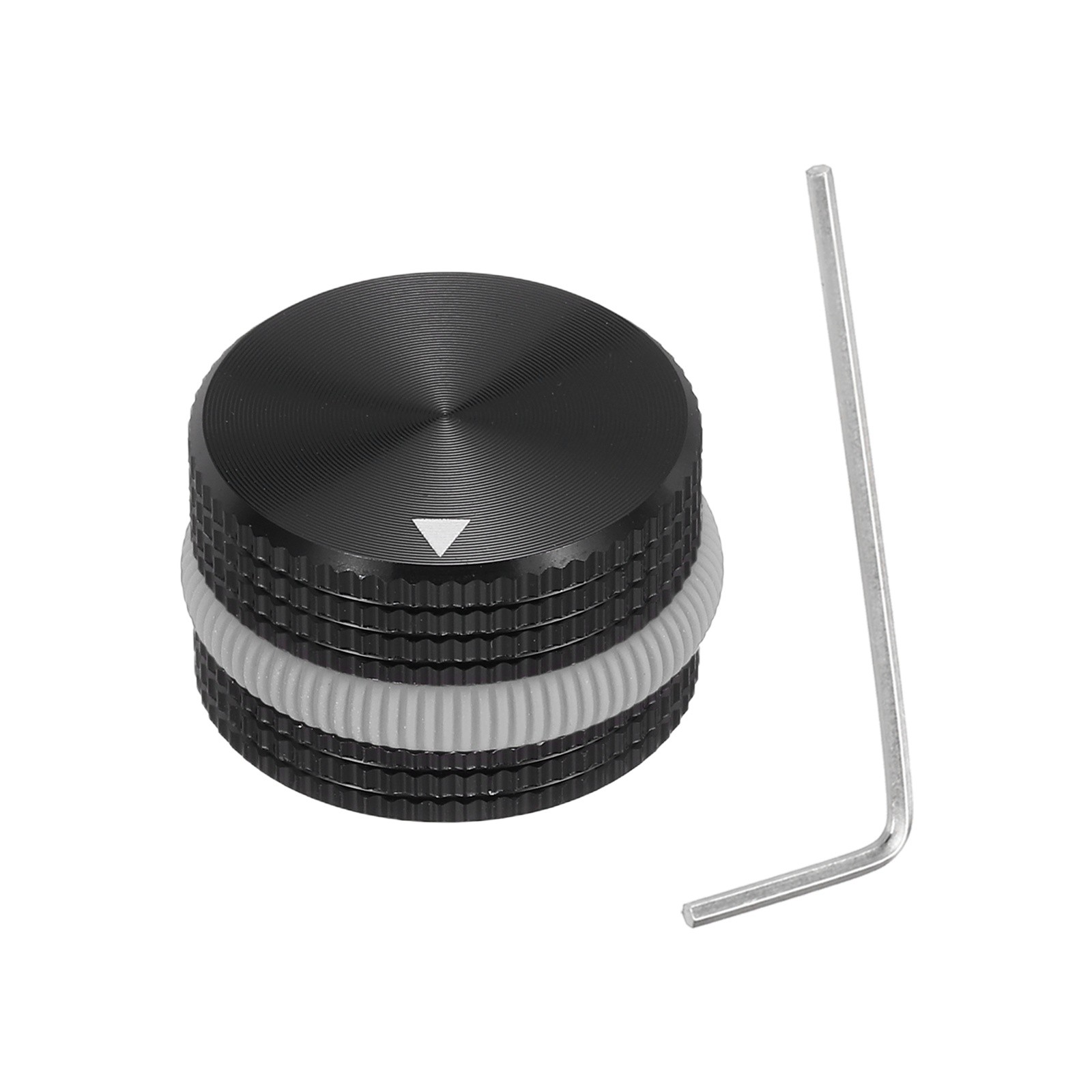 Aluminium Potentiometer Knobs, 1/4″ w Black Gray Rubber Ring, Black