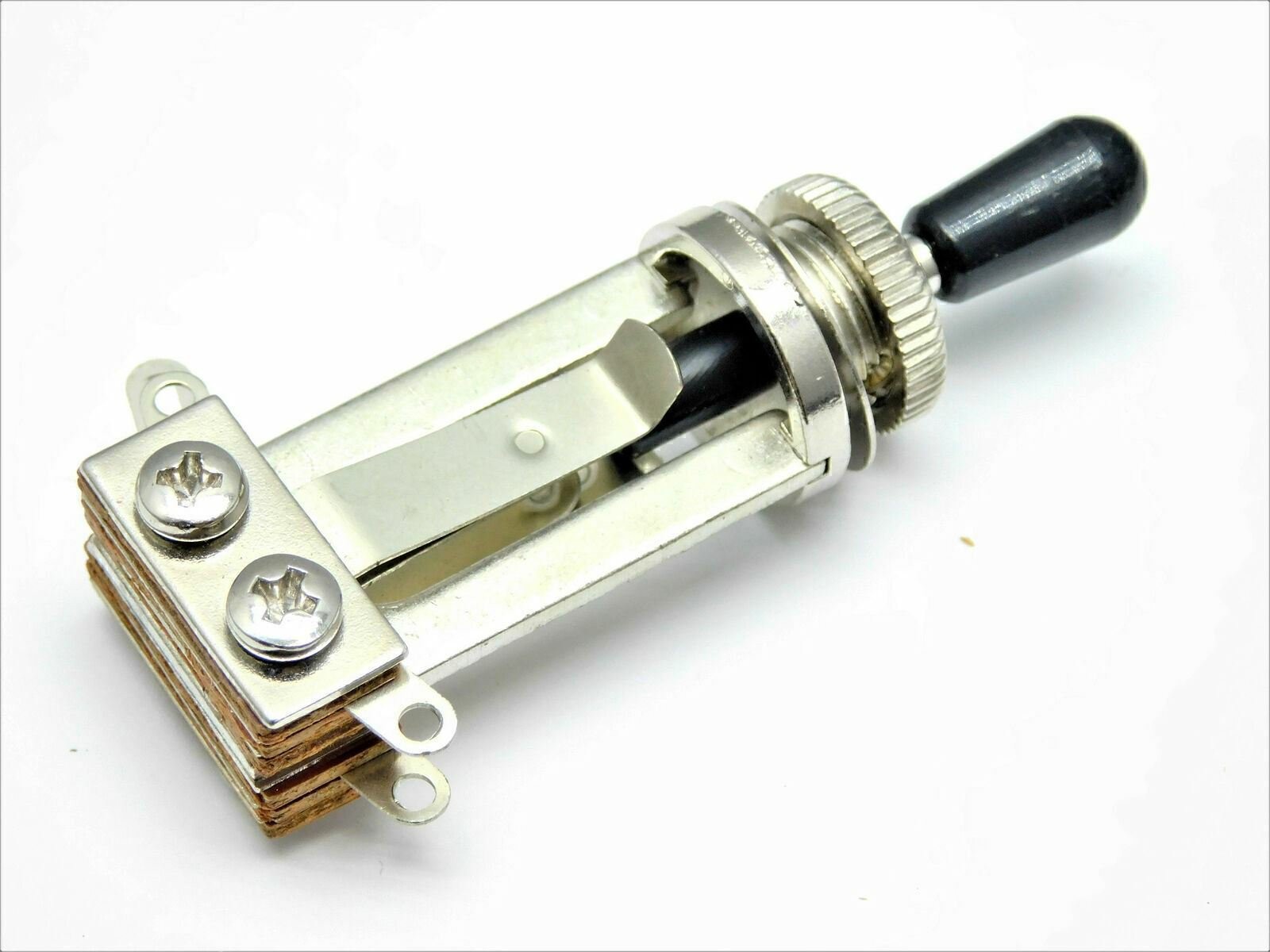 3 way Toggle Switch – Nickle Long Frame – for Les Paul® – Black Switch Tip