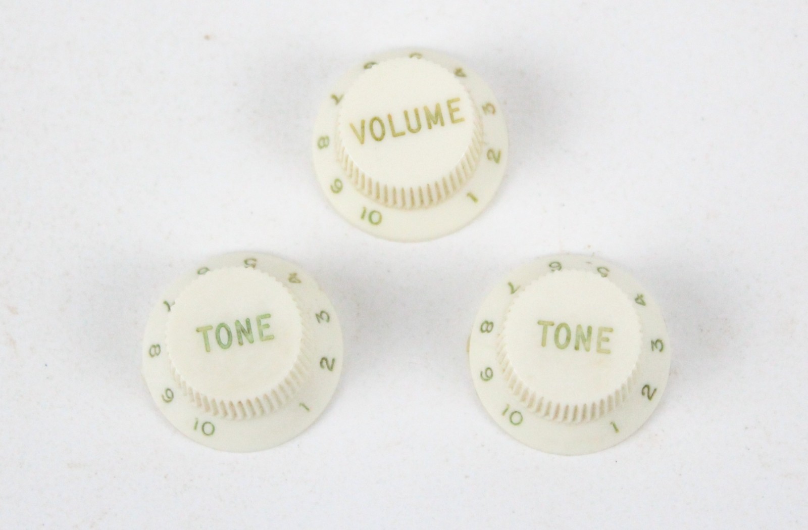 1970s-1980s Fender Stratocaster Strat White/Cream Volume/Tone Knob Set ~VINTAGE~