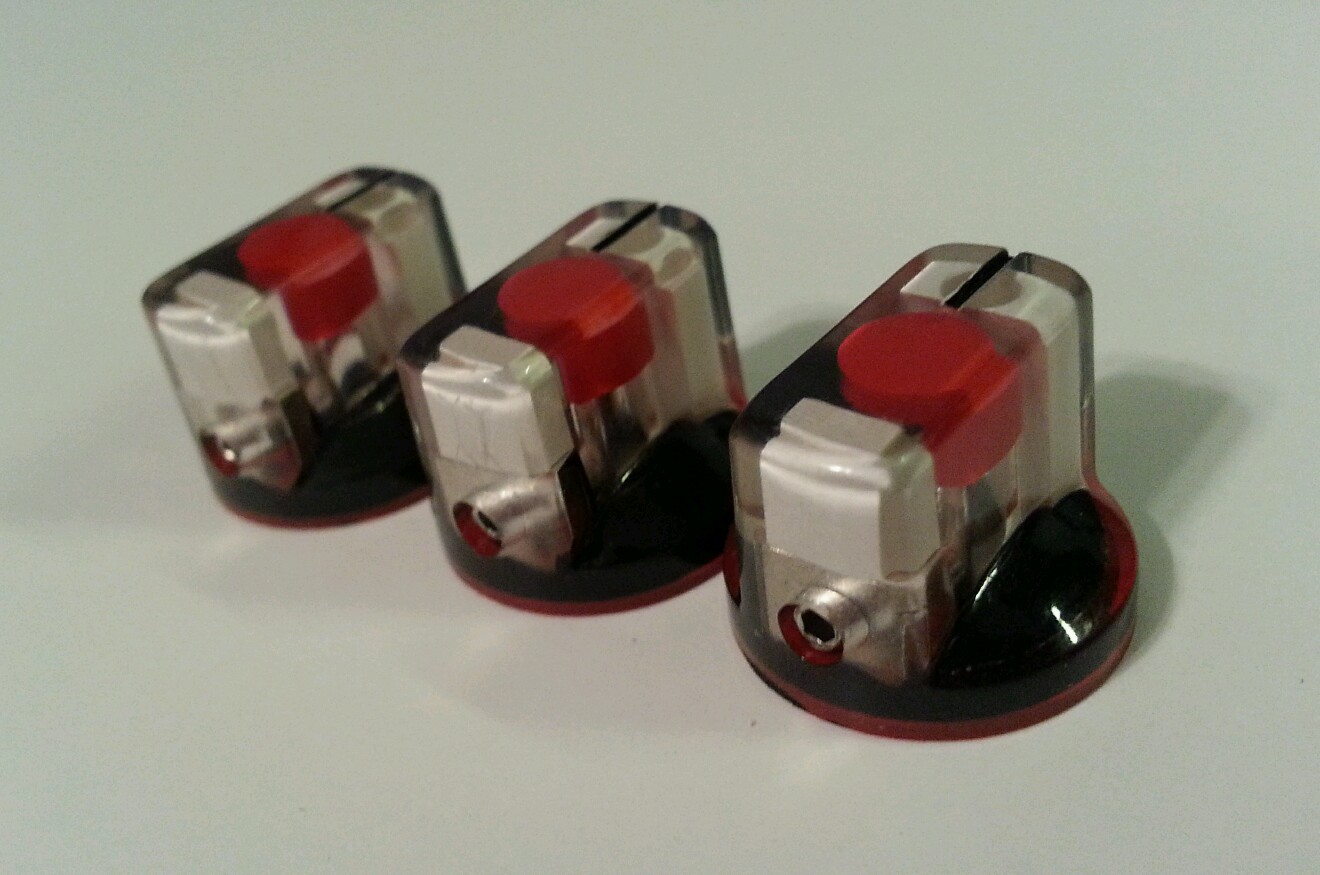 5 JAT Pointer Knobs With Set Screw, Fits Guitar Amps and Pedals… Red/Black