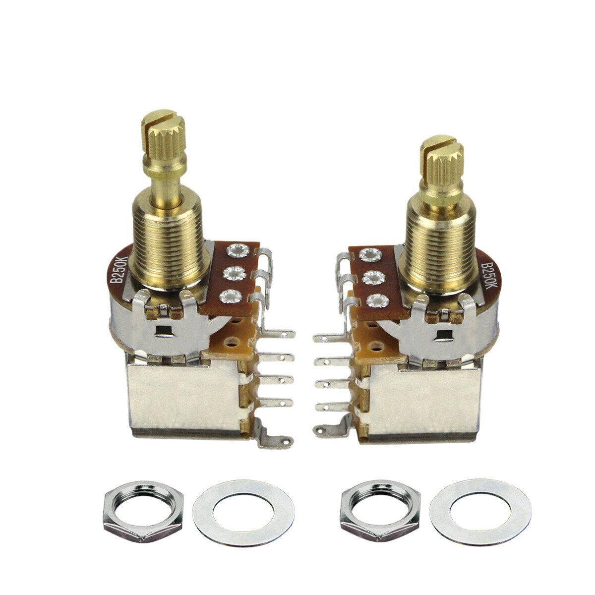 2PCS A/B 250/500 Copper Long Shaft Guitar Push Push Potentiometer Pots Switch