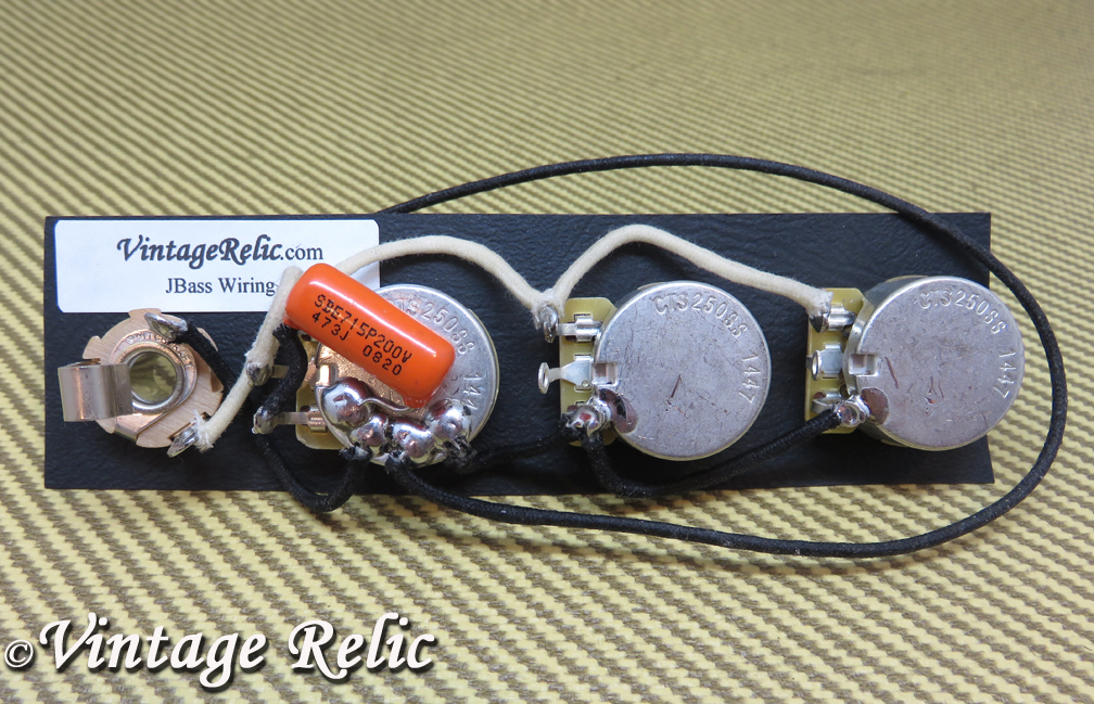 J Bass Upgrade wiring kit fits Fender Jazz Bass CTS pots Orange Drop .047uF cap