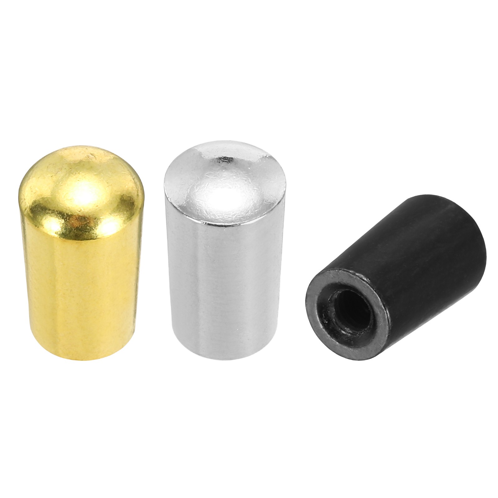 3Pcs 3Way Guitar Toggle Switch Tip, M3.5 Brass Threaded, Black/Silver/Gold