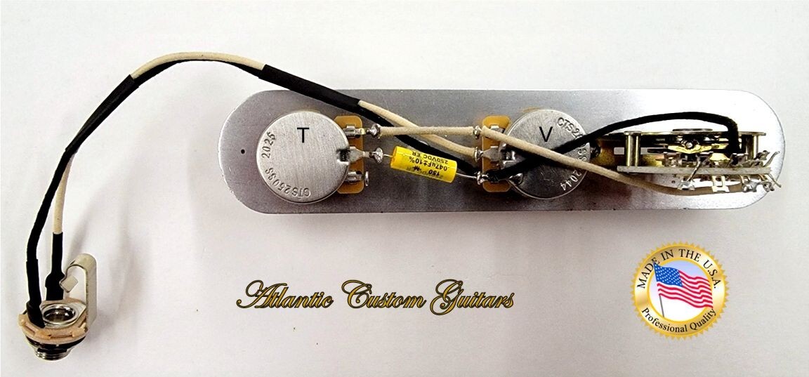 Telecaster 4 Way Wiring Harness CTS Pots, Oak Grigsby 4-way, Mallory .047uf Cap