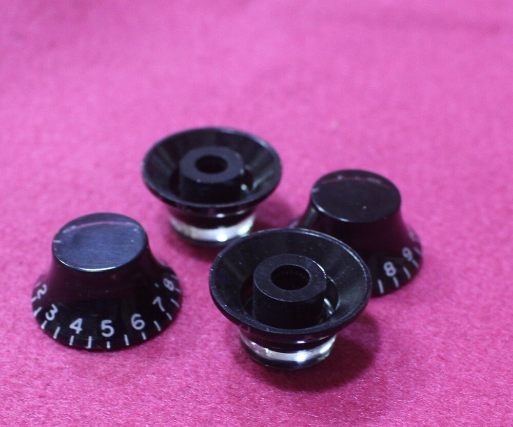 Black Bell Bonnet Knobs For Gibson USA CTS Pots (4) Made in Japan