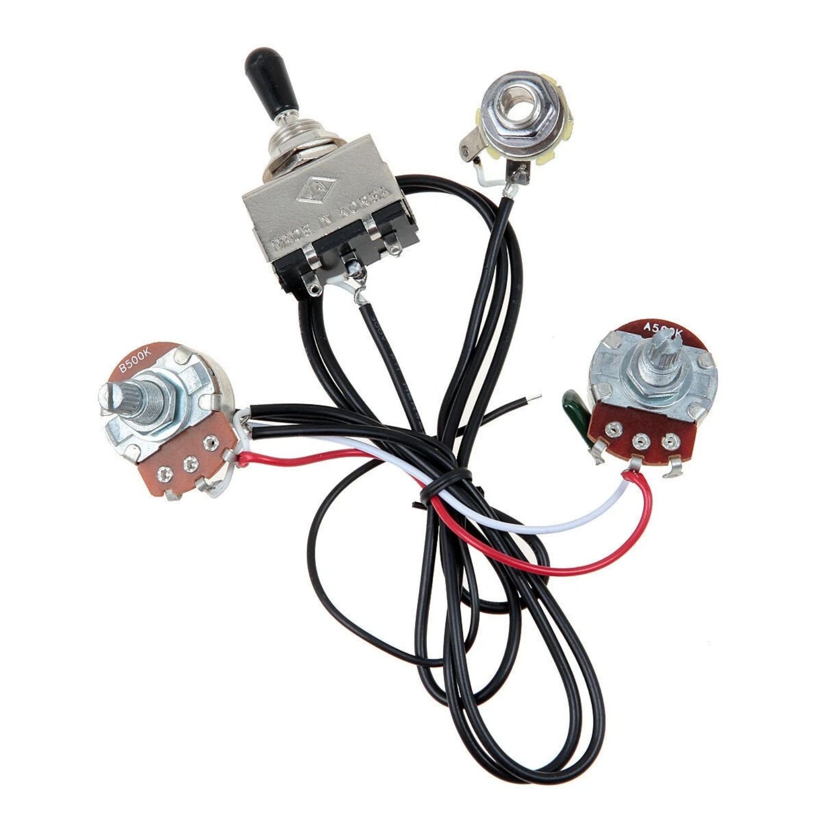 3 Way Toggle Switch 1 Volume 1 Tone 500K Pots Electric Guitar Wiring Harness SET