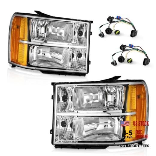 for 2007-2013 OE Replacement Clear Lens I Chrome Housing I Amber Reflector