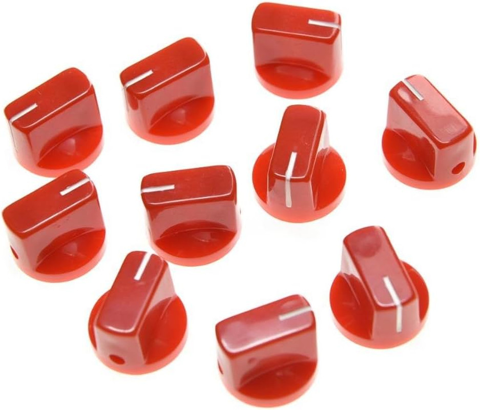 KAISH 10Pcs Guitar AMP Effect Pedal Knobs Pointer Knob with Set Screw Red