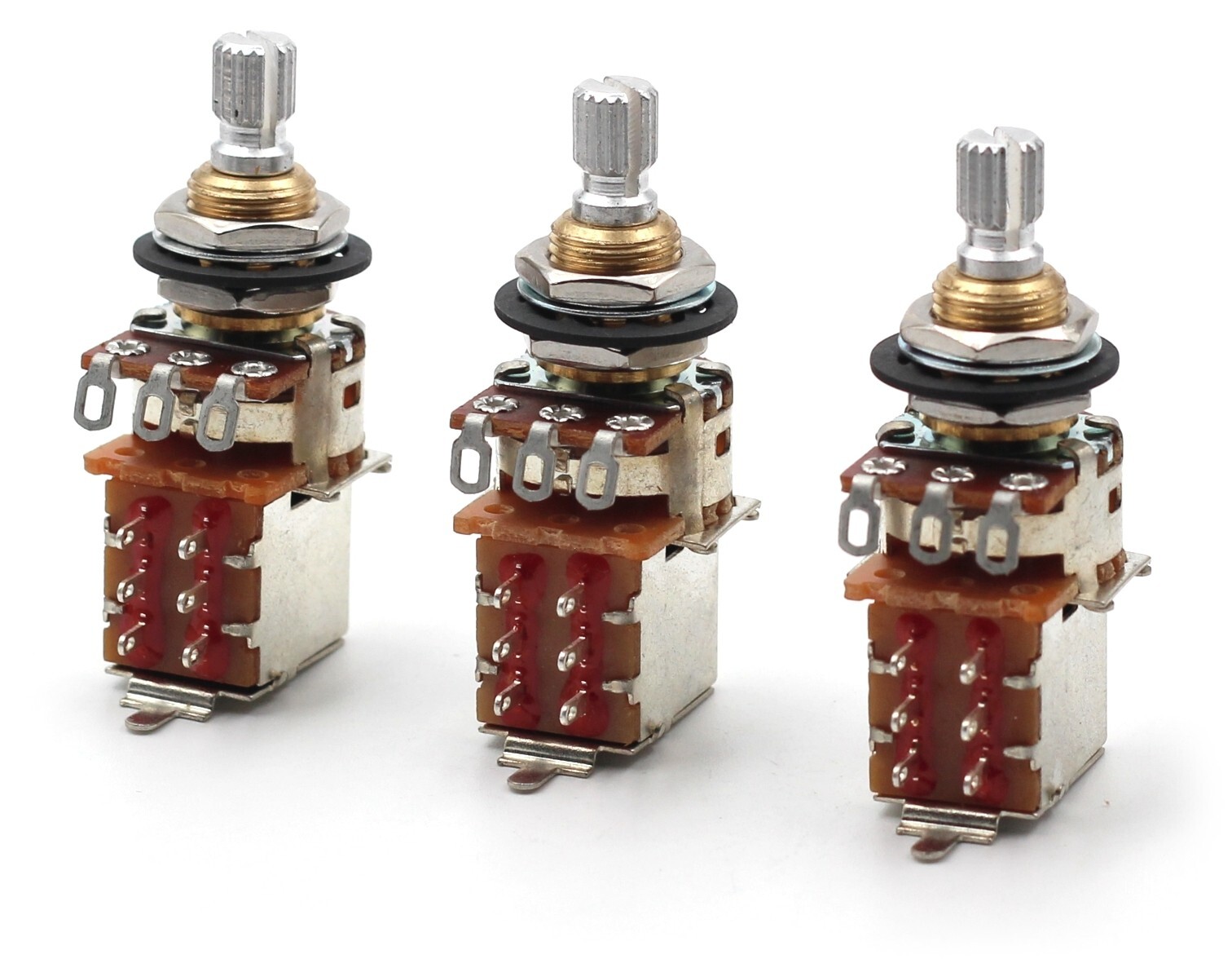 3 Bulk Pack Genuine Bourns 250K Split Shaft Push-Pull Pots for Electric Guitar