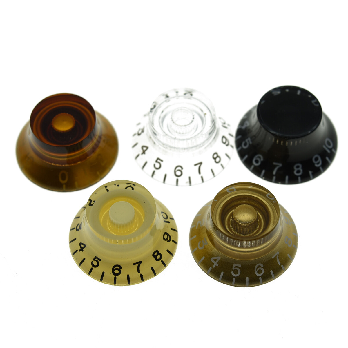 4pcs Guitar Bell Knobs 24 Fine Spline Top Hat Knobs fit Gibson Les Paul Clear