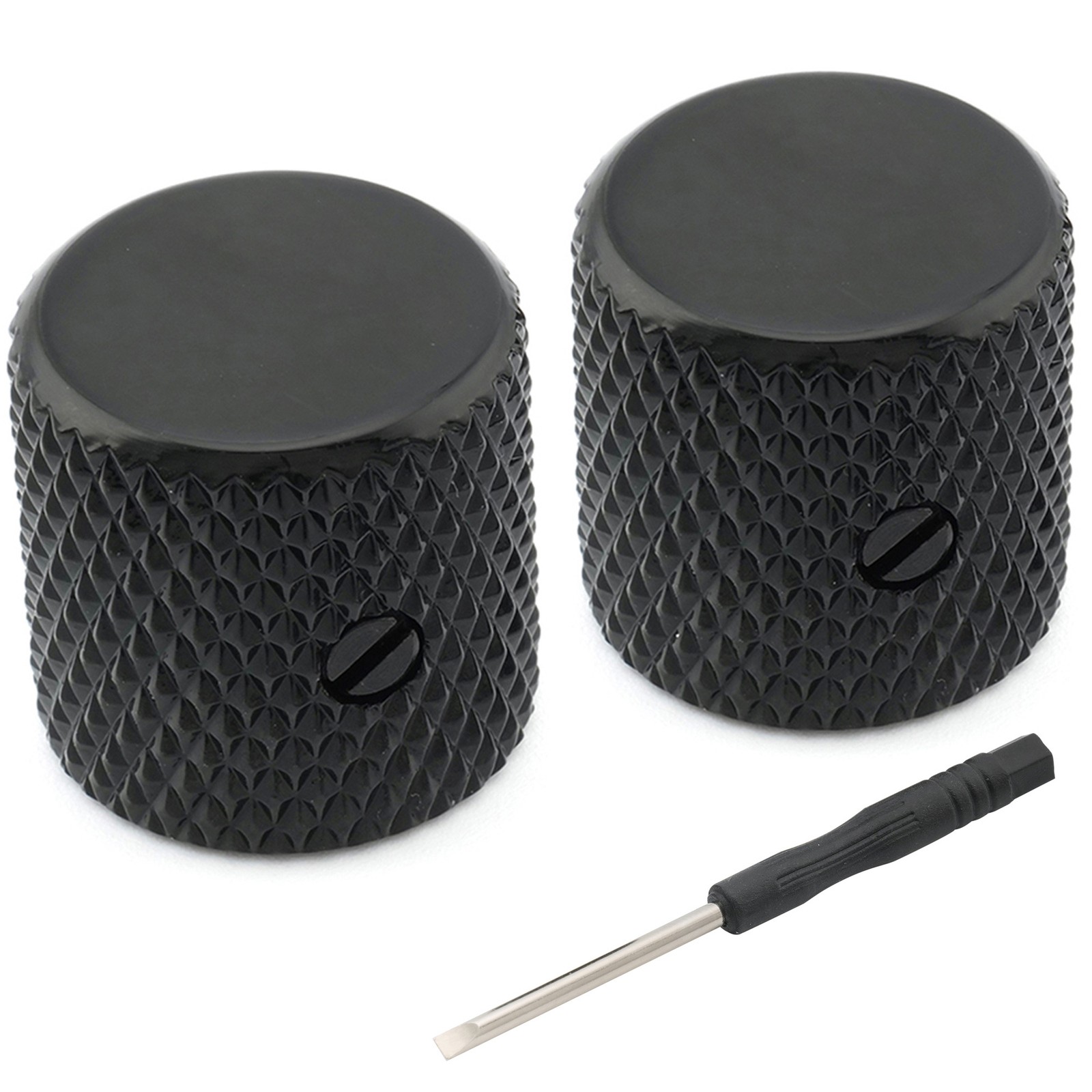 Musiclily Pro 2Pcs Black 1/4″ Steel Universal Fitting Flat Top Guitar Bass Knobs