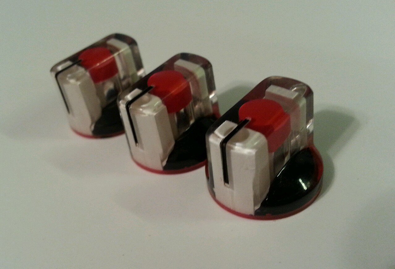 5 JAT Pointer Knobs With Set Screw, Fits Guitar Amps and Pedals… Red/Black