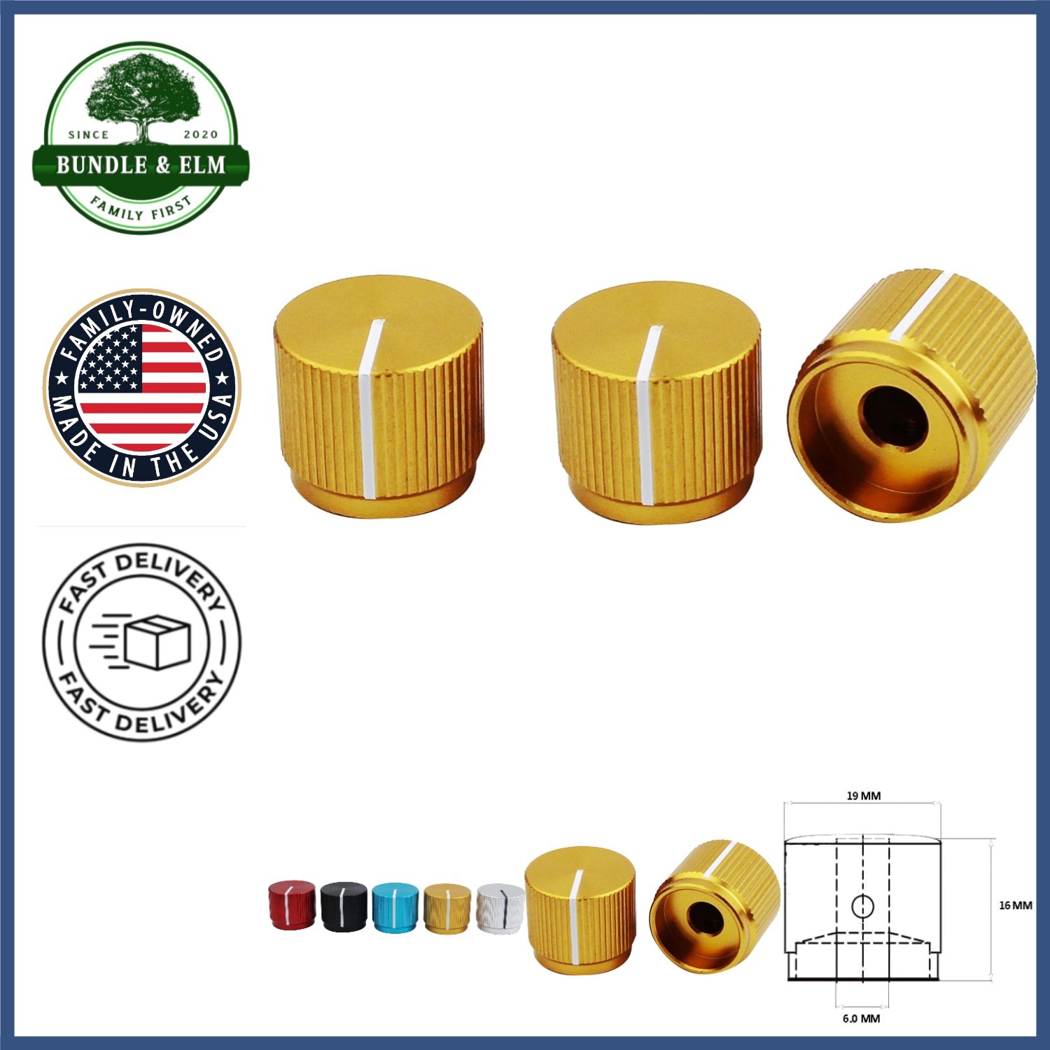 Aluminum Alloy Control Knobs for Electric Guitar, Set of 3, 6mm Compatible Size