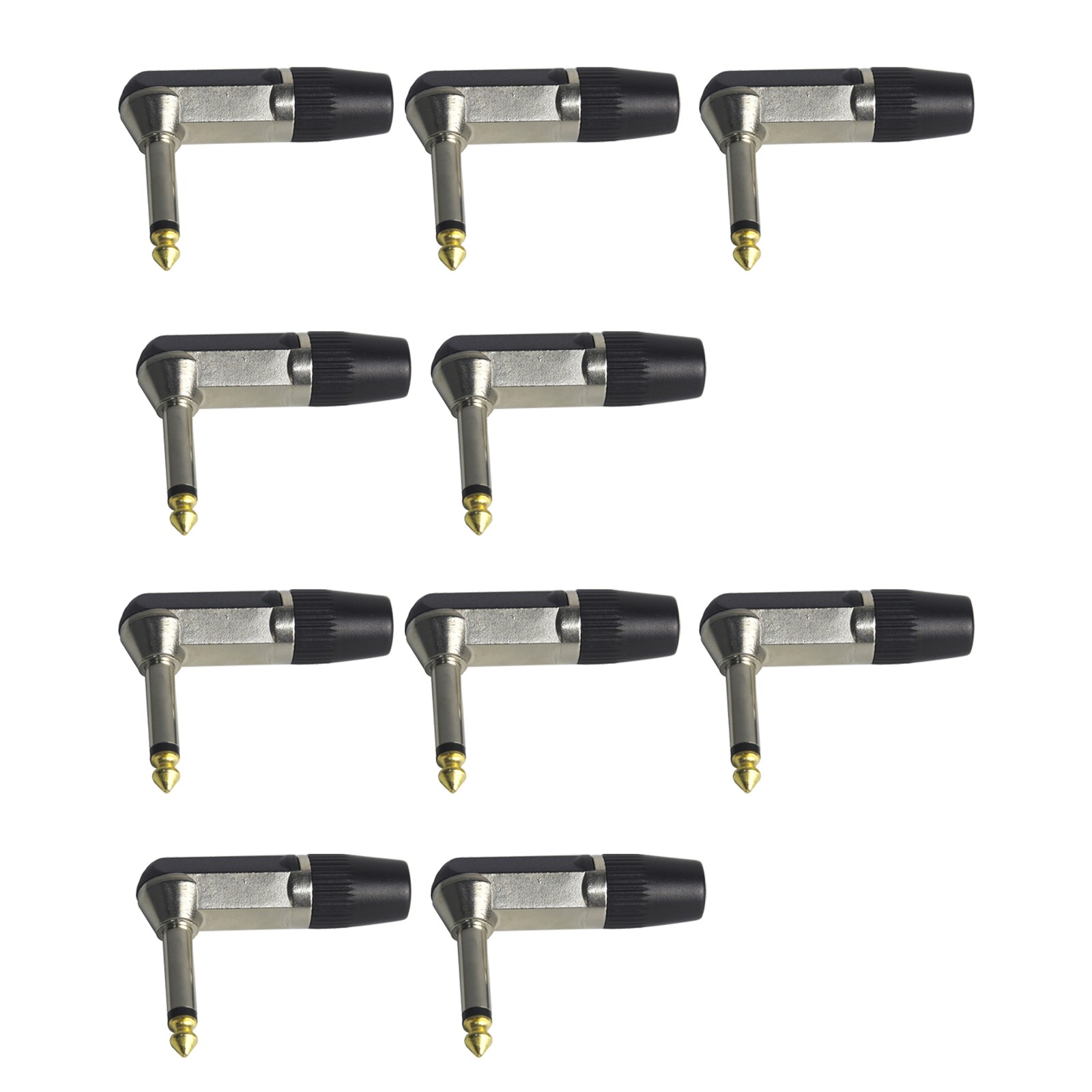 10 Pcs 1/4″ Mono Male Right Angle 90 Degree Guitar Audio 6.35mm Connector Plug b