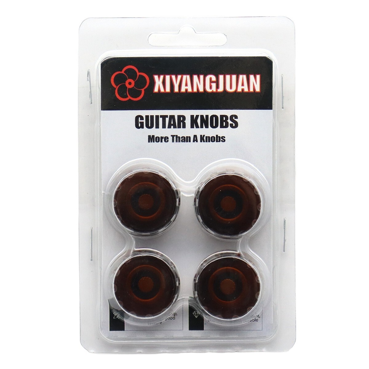 4Pcs Speed Control Knobs Embossed Dark Amber Guitar Knobs Bass Knobs Gear Shape