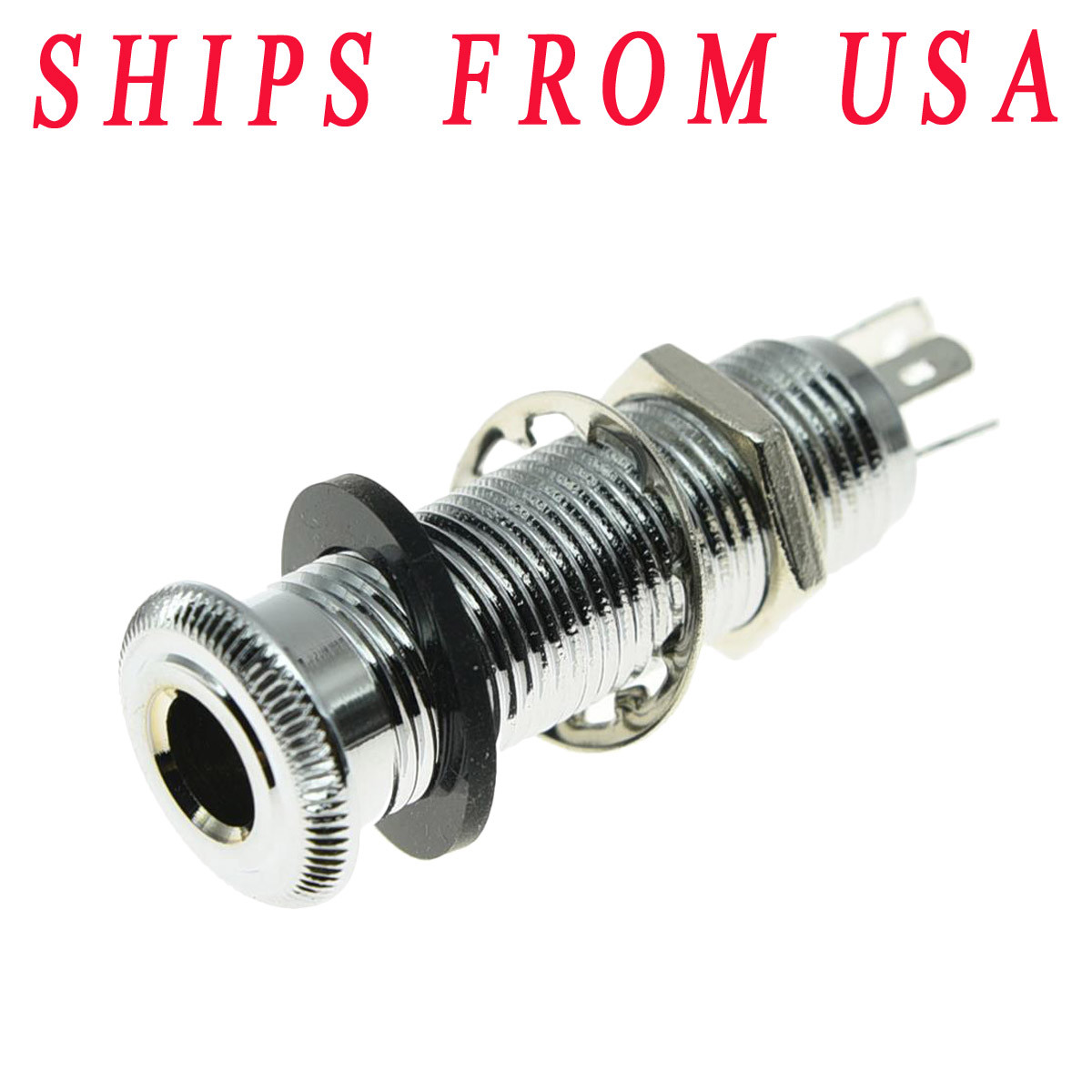 KAISH Stereo Copper Guitar Barrel Jack Cylinder Input/Output Jacks 4 Pins Chrome