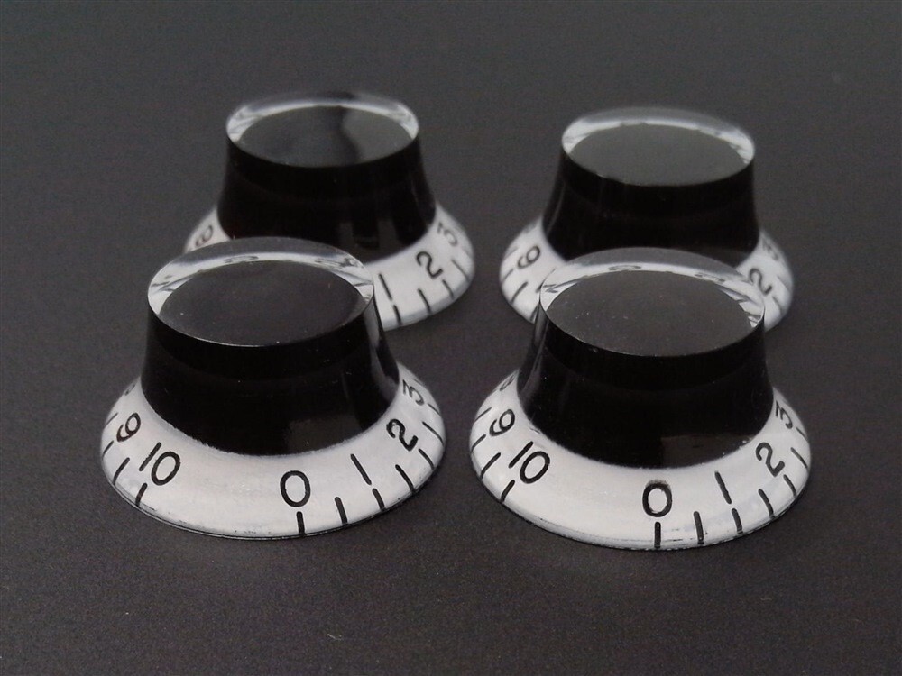 True Custom Shop® Black & White Top Hat Knobs for Gibson Les Paul SG Pure LP 4pk