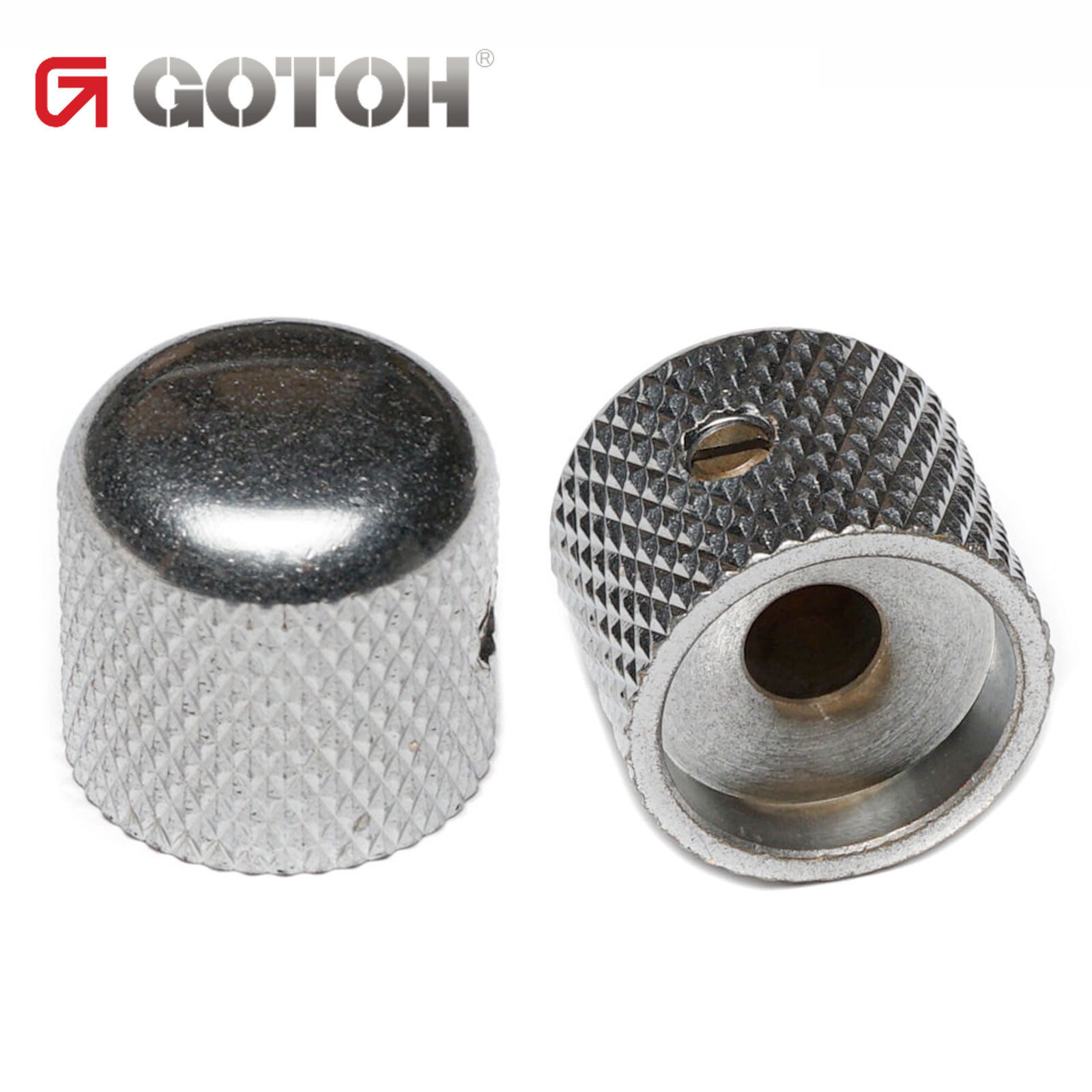 RELIC (2) Gotoh VK1-19 – Control Knob – DOME – Bass Guitar 6mm ID – AGED CHROME