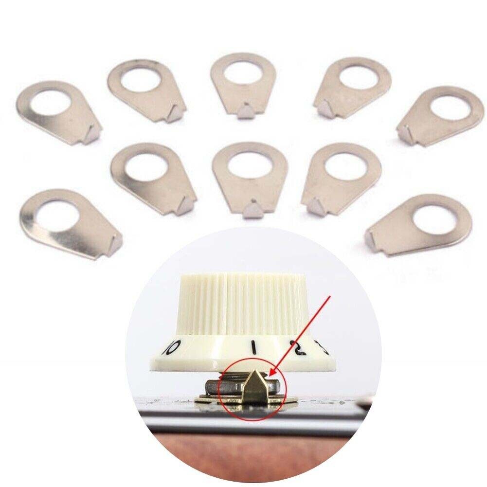 10pcs Knobs Pointer Plate Indicator Washers for Gibson LP Electric Guitar Silver