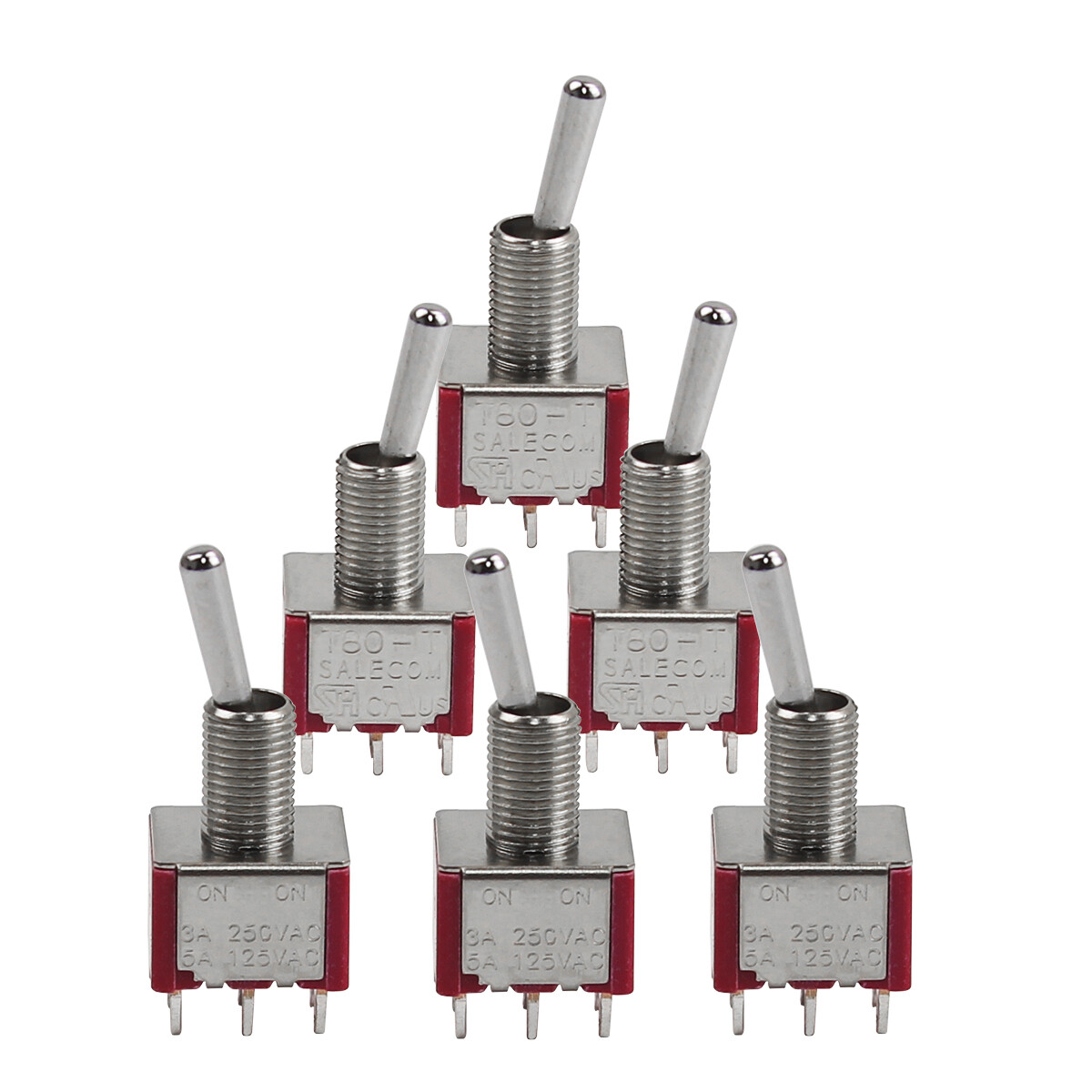 FLEOR 6 Durable Mini Switch 2 Way Guitar Toggle Switch DPDT Type ON/ON 125V/250V