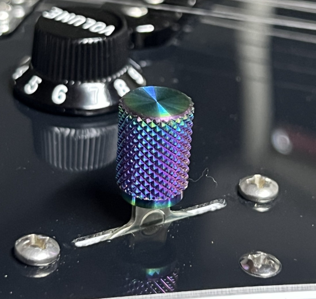 Kinnatone LONG Rainbow Knurled stainless Steel Guitar switch tip Blade Style