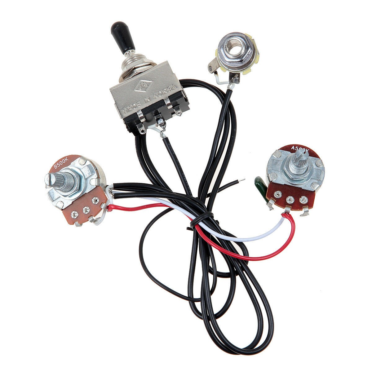 3 Way Toggle Switch 1 Volume 1 Tone 500K Pots Electric Guitar Wiring Harness Kit