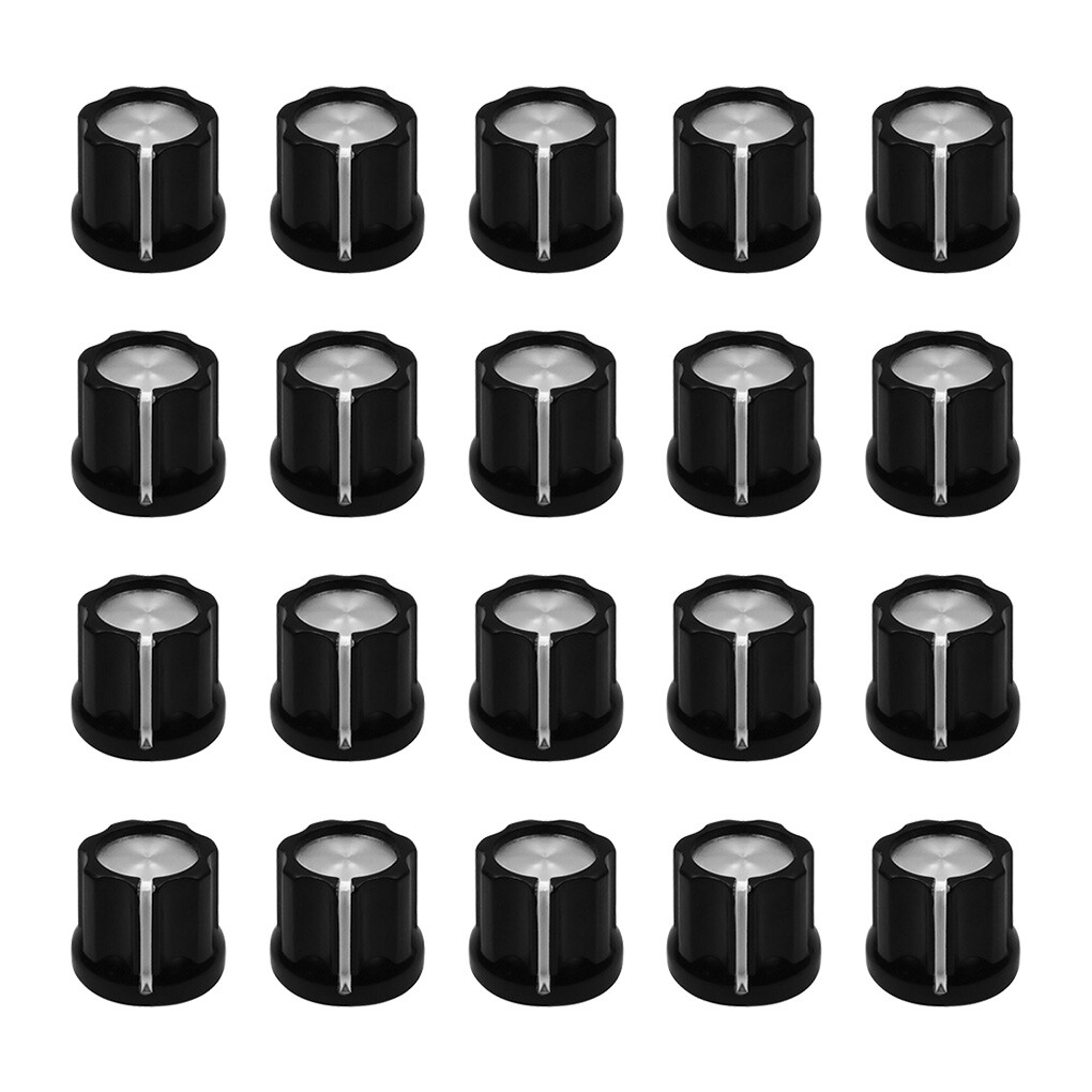 FLEOR 20PCS 180° Guitar Bass Knobs Amp Buttons D Shaft Potentiometer Pots Caps