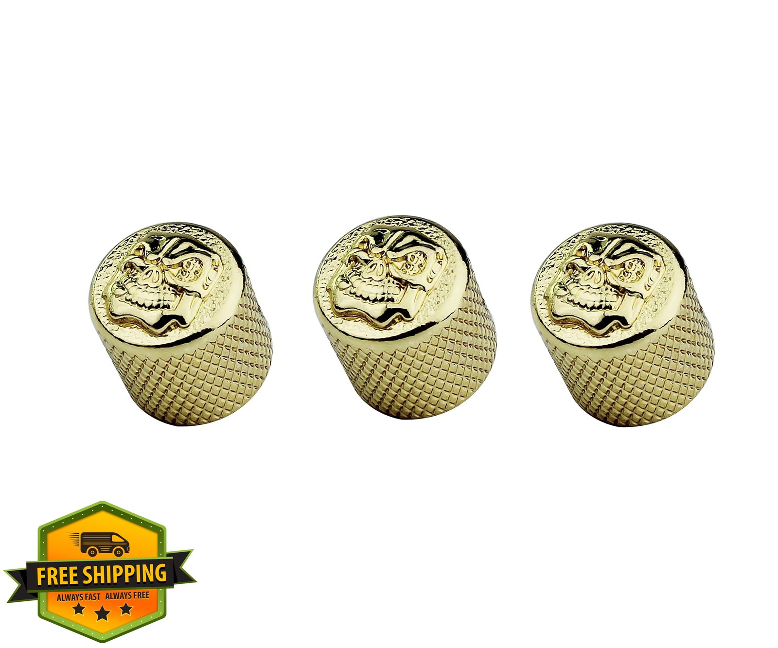 Guyker Guitar Bass Knobs Skeleton Top Gold 3PC Zinc Alloy 6mm Shaft