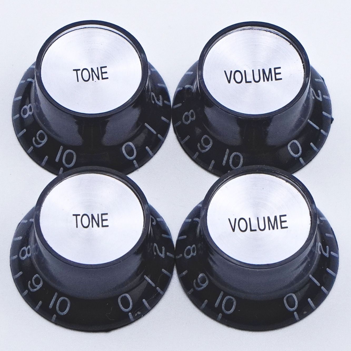Top Hat Bell Reflector Knob Volume Tone for Gibson Epiphone LP SG-Black Silver