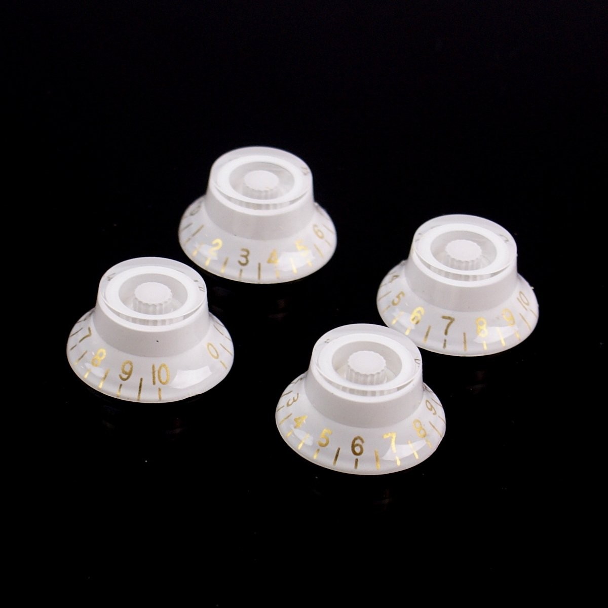 4x Universal LP top hat bell Style Guitar Speed Knobs,White/gold type